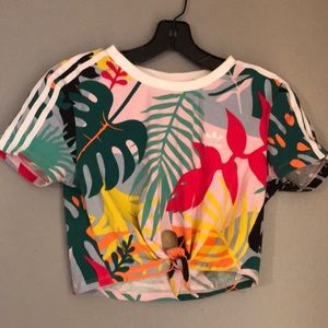 Adidas tie front crop top